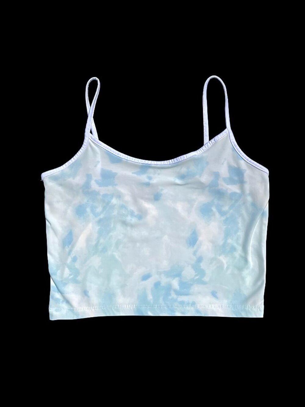 Size M Blue & White Cloud Tie Dye Cropped Cami Tank Top